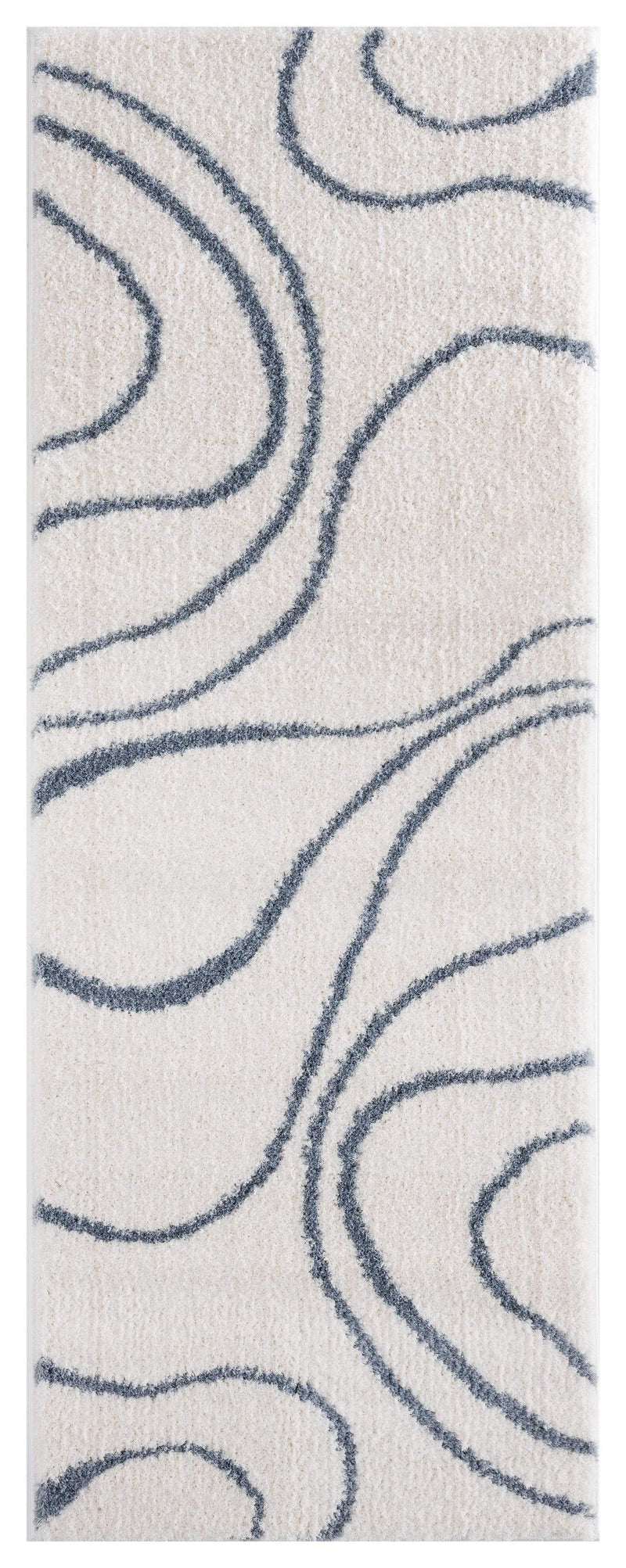 Rugs Vintage Rugs 31" x 86" x 1.2" Blue/Grey Microfiber Polyester Runner Rug 1645 HomeRoots