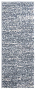 Rugs Vintage Rugs 31" x 86" x 1.2" Blue/Grey Microfiber Polyester Runner Rug 1687 HomeRoots