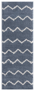 Rugs Vintage Rugs - 31" x 86" x 1.2" Blue/Grey Microfiber Polyester Runner Rug HomeRoots