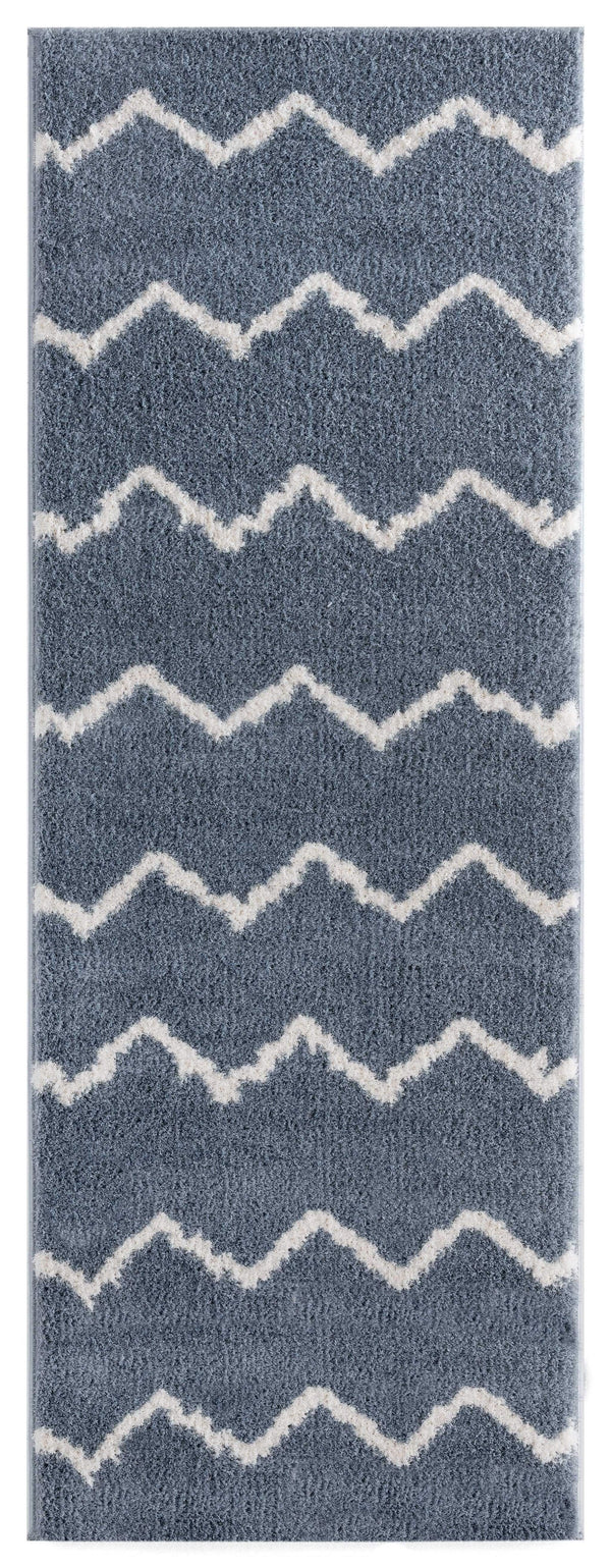 Rugs Vintage Rugs - 31" x 86" x 1.2" Blue/Grey Microfiber Polyester Runner Rug HomeRoots