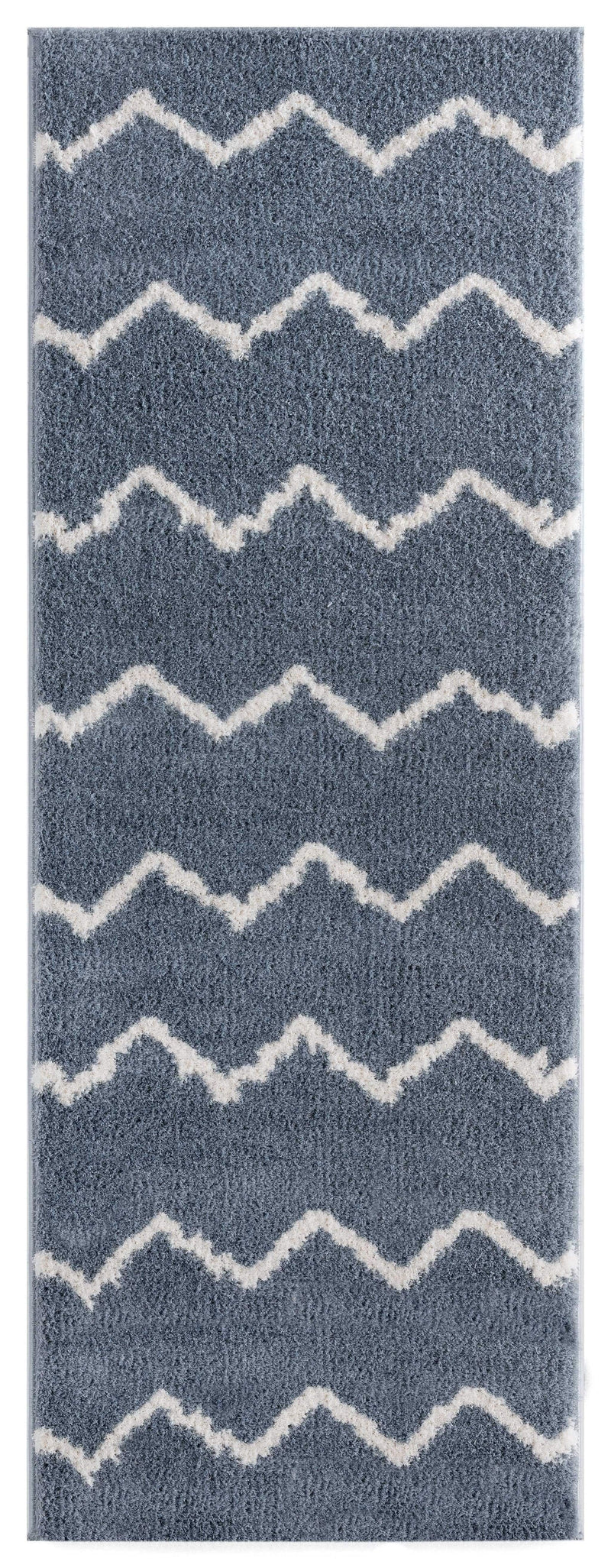 Rugs Vintage Rugs - 31" x 86" x 1.2" Blue/Grey Microfiber Polyester Runner Rug HomeRoots