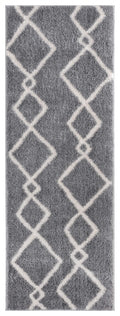 Rugs Vintage Rugs 31" x 86" x 1.2" Grey Microfiber Polyester Runner Rug 1549 HomeRoots