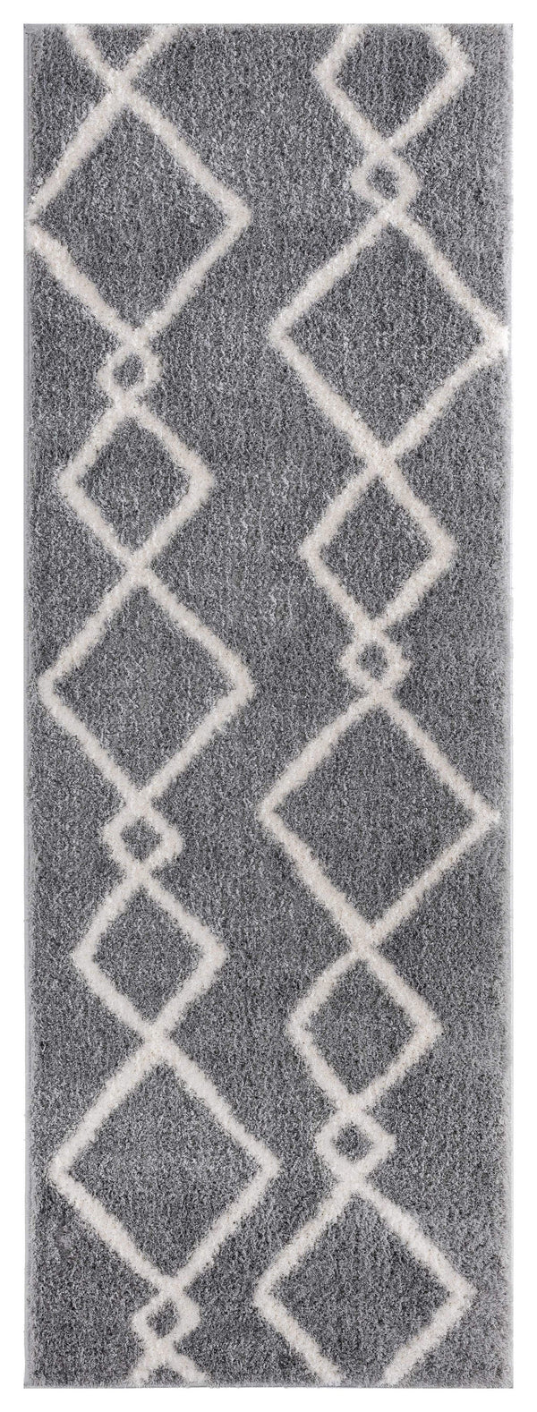 Rugs Vintage Rugs 31" x 86" x 1.2" Grey Microfiber Polyester Runner Rug 1549 HomeRoots