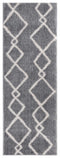 Rugs Vintage Rugs 31" x 86" x 1.2" Grey Microfiber Polyester Runner Rug 1549 HomeRoots