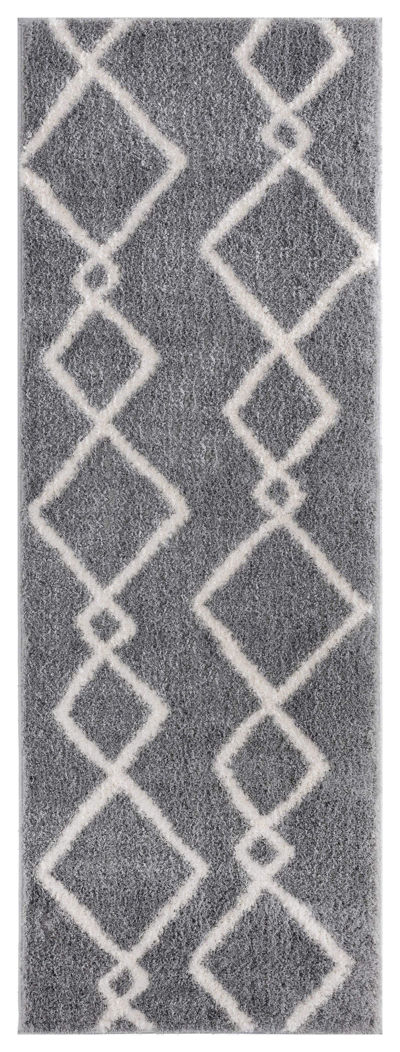 Rugs Vintage Rugs 31" x 86" x 1.2" Grey Microfiber Polyester Runner Rug 1549 HomeRoots