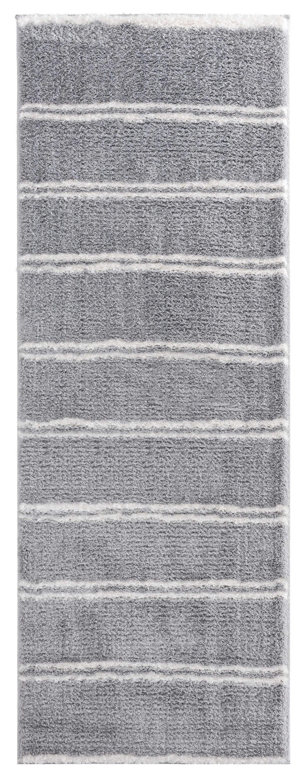 Rugs Vintage Rugs 31" x 86" x 1.2" Grey Microfiber Polyester Runner Rug 1567 HomeRoots