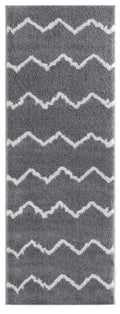 Rugs Vintage Rugs 31" x 86" x 1.2" Grey Microfiber Polyester Runner Rug 1597 HomeRoots