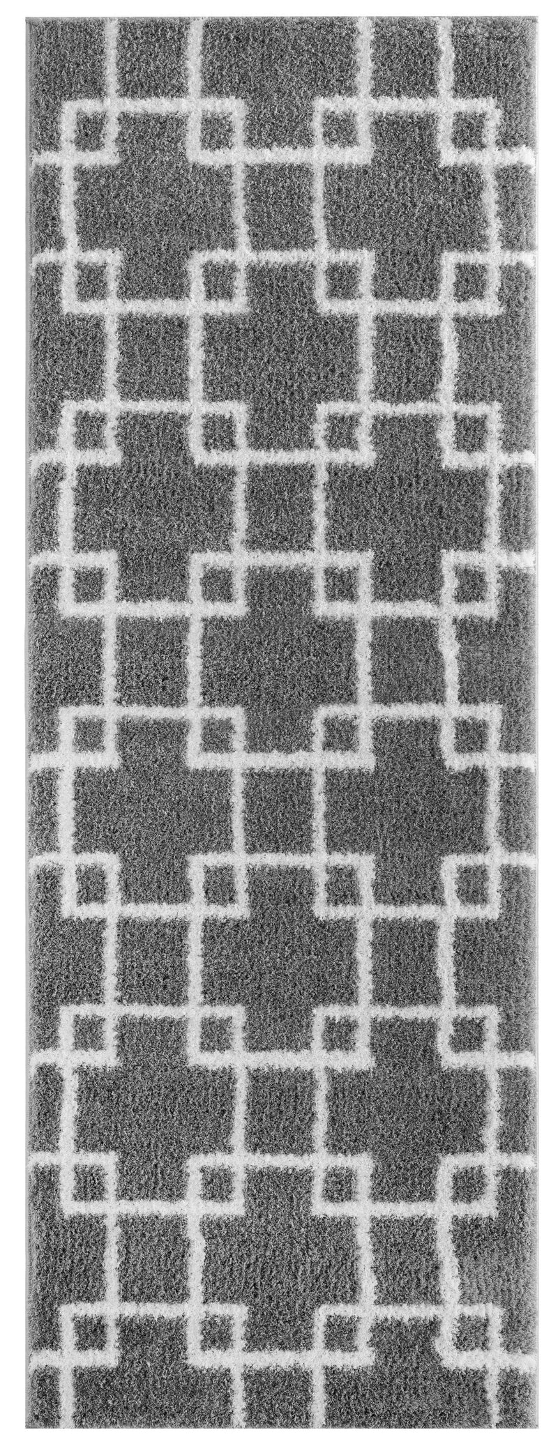 Rugs Vintage Rugs 31" x 86" x 1.2" Grey Microfiber Polyester Runner Rug 1627 HomeRoots