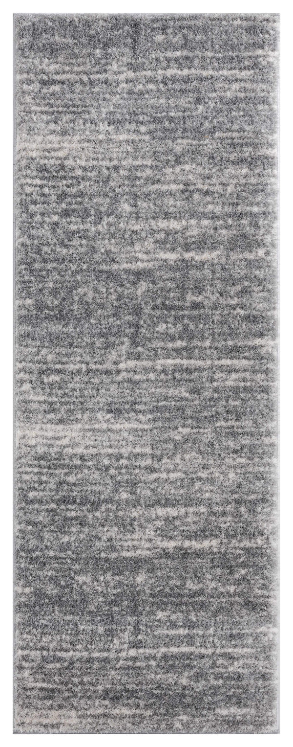 Rugs Vintage Rugs 31" x 86" x 1.2" Grey Microfiber Polyester Runner Rug 1693 HomeRoots
