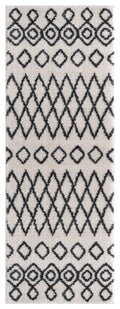 Rugs Vintage Rugs 31" x 86" x 1.2" White Microfiber Polyester Runner Rug 1543 HomeRoots