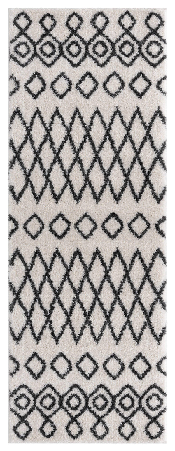Rugs Vintage Rugs 31" x 86" x 1.2" White Microfiber Polyester Runner Rug 1543 HomeRoots