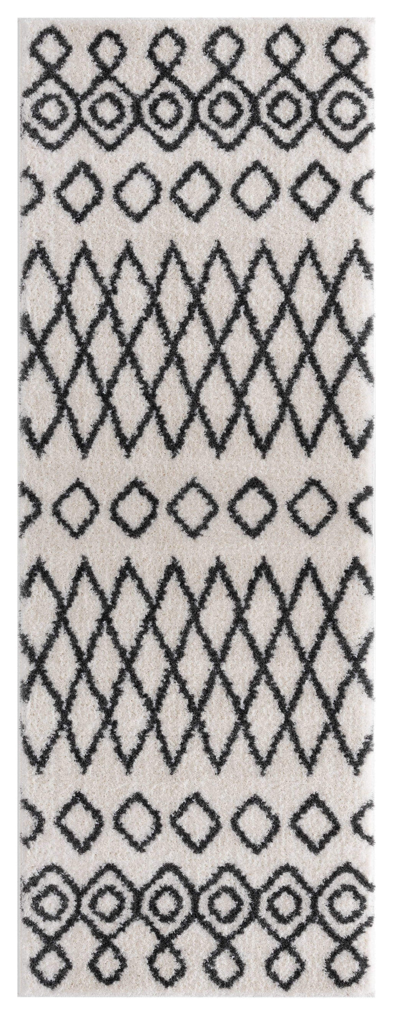 Rugs Vintage Rugs 31" x 86" x 1.2" White Microfiber Polyester Runner Rug 1543 HomeRoots