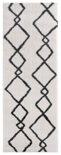 Rugs Vintage Rugs 31" x 86" x 1.2" White Microfiber Polyester Runner Rug 1561 HomeRoots