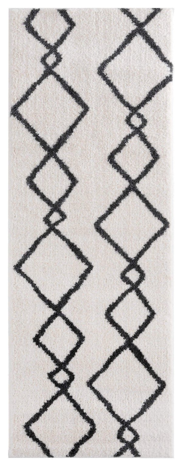Rugs Vintage Rugs 31" x 86" x 1.2" White Microfiber Polyester Runner Rug 1561 HomeRoots