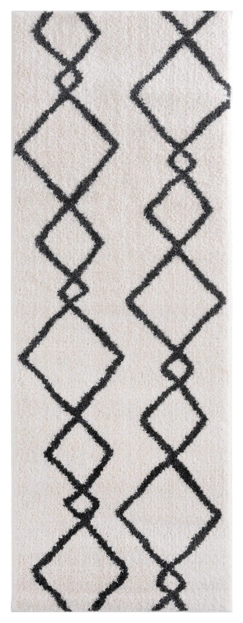 Rugs Vintage Rugs 31" x 86" x 1.2" White Microfiber Polyester Runner Rug 1561 HomeRoots