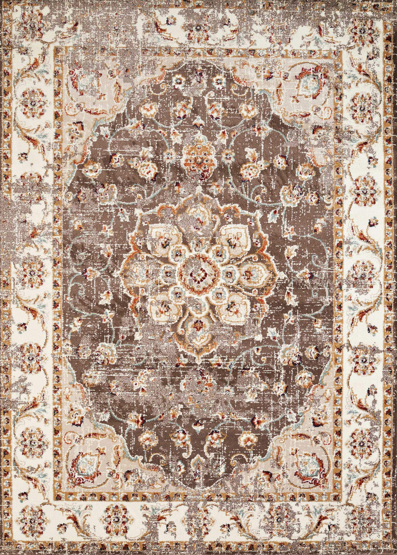Rugs Vintage Rugs 94" x 126" x 0.39" Taupe Olefin Oversize Rug 7114 HomeRoots
