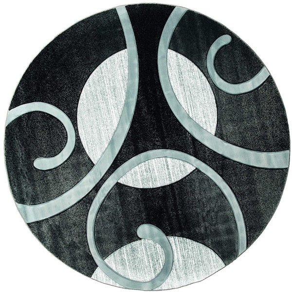 Rugs Vintage Rugs - 94" x 94" x 0.53" Grey Olefin/Polypropylene Round Rug HomeRoots