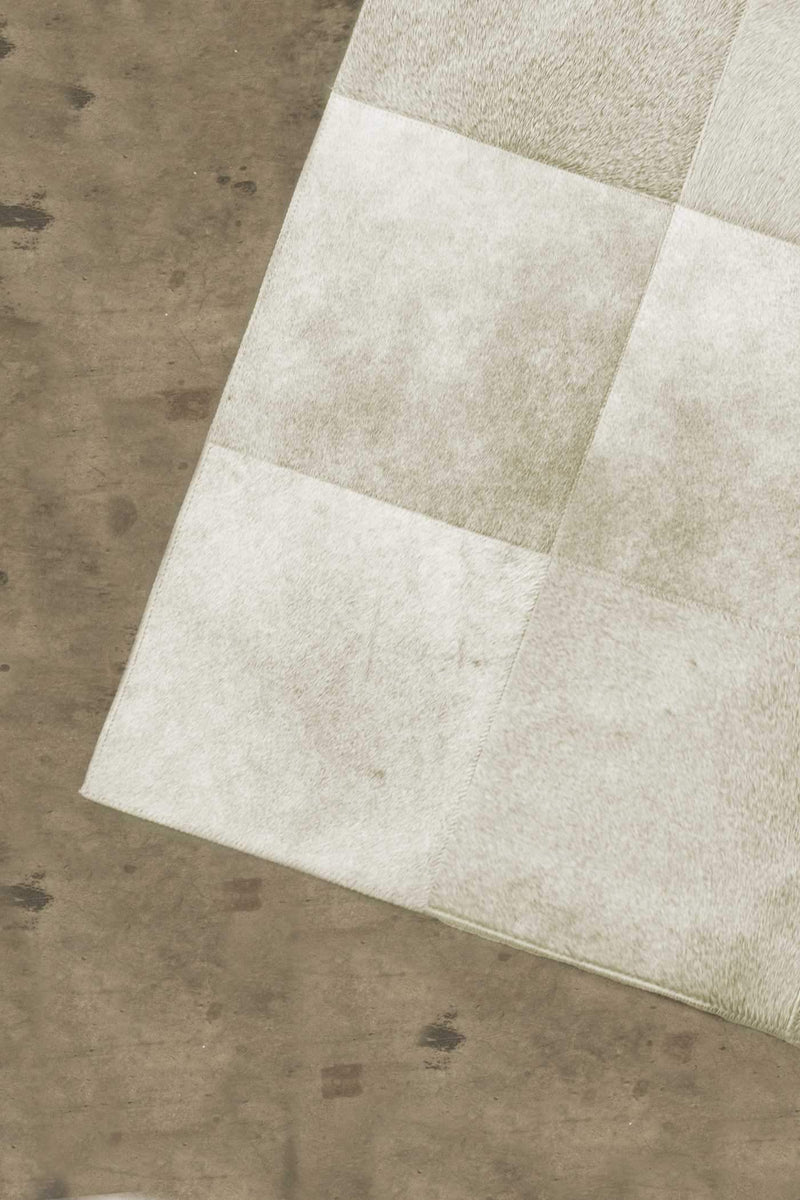 Rugs White Area Rug - 96" x 120" White, 10" Square Patches, Cowhide - Area Rug HomeRoots