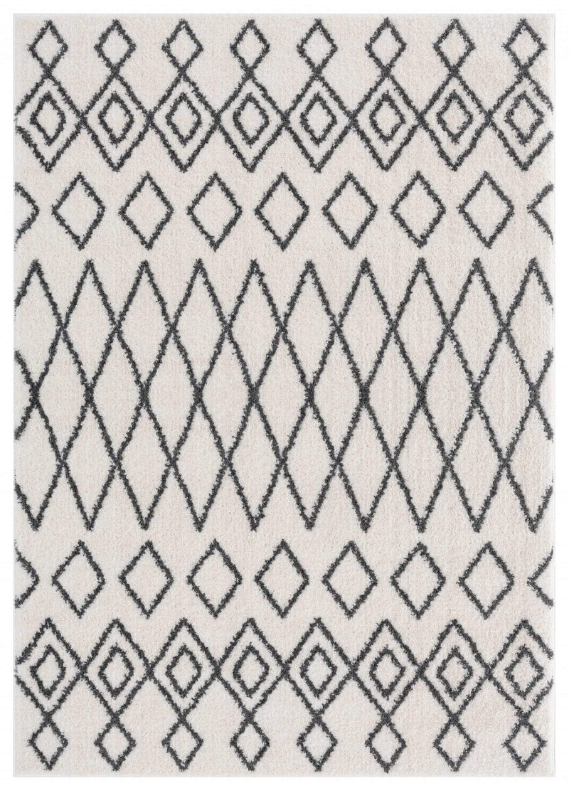 Rugs White Rug 23" x 36" x 1.2" White Microfiber Polyester Accent Rug 1542 HomeRoots