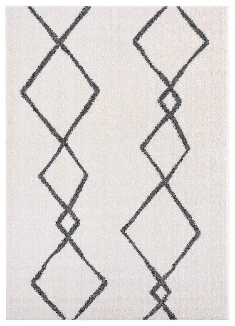 Rugs White Rug 23" x 36" x 1.2" White Microfiber Polyester Accent Rug 1560 HomeRoots