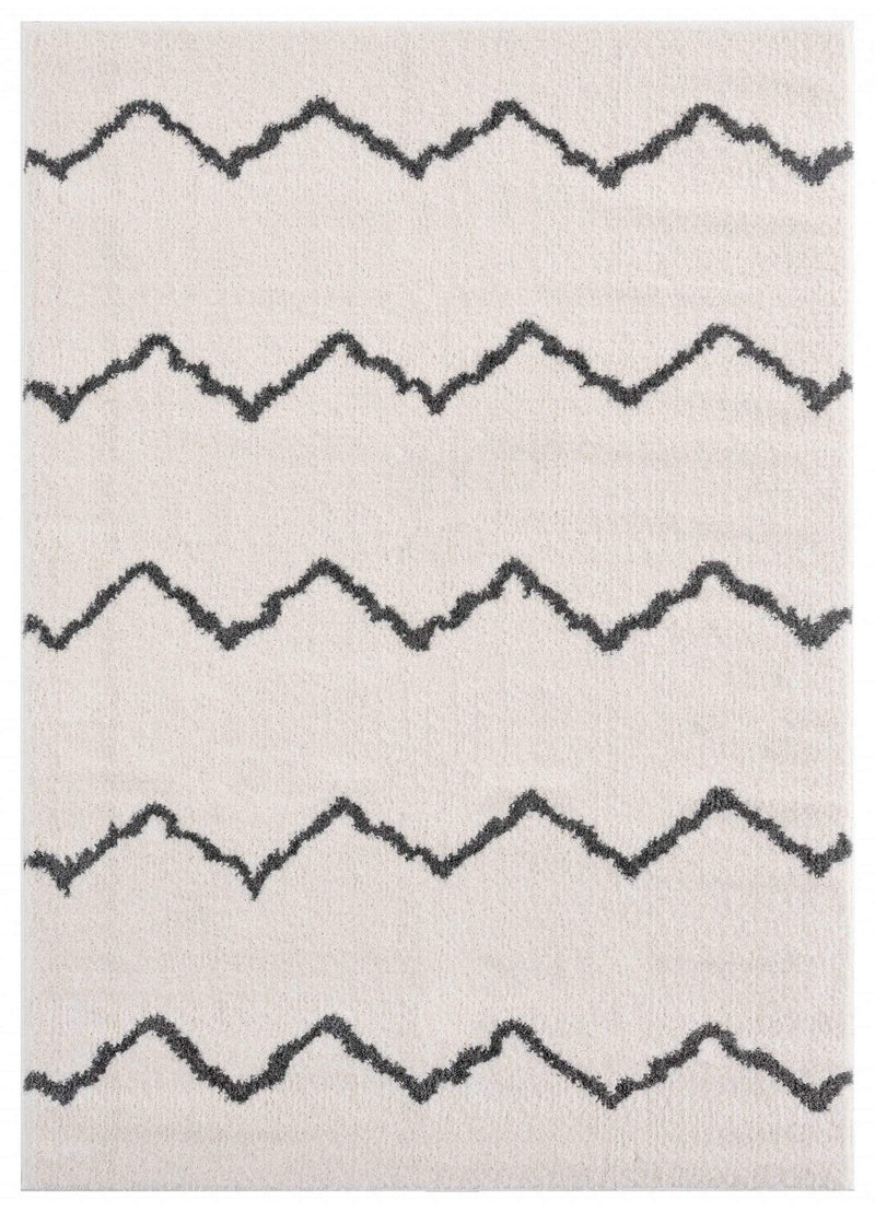 Rugs White Rug 23" x 36" x 1.2" White Microfiber Polyester Accent Rug 1608 HomeRoots