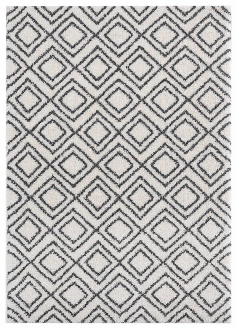 Rugs White Rug - 94" x 126" x 1.2" White Microfiber Polyester Oversize Rug HomeRoots