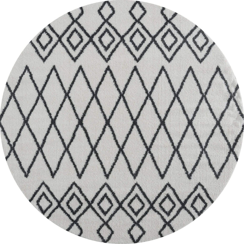 Rugs White Rug 94" x 94" x 1.2" White Microfiber Polyester Round Rug 1546 HomeRoots