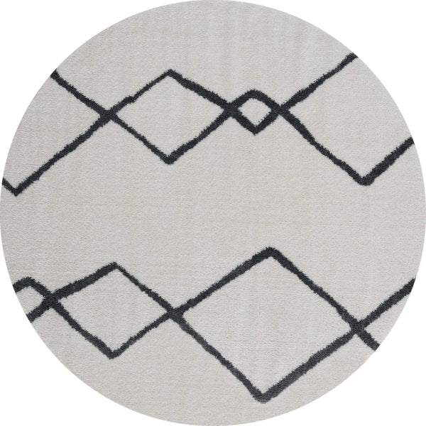 Rugs White Rug 94" x 94" x 1.2" White Microfiber Polyester Round Rug 1564 HomeRoots