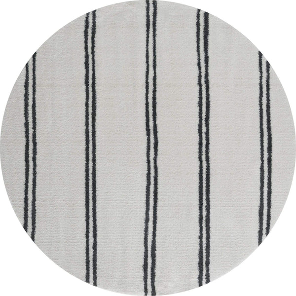 Rugs White Rug 94" x 94" x 1.2" White Microfiber Polyester Round Rug 1582 HomeRoots