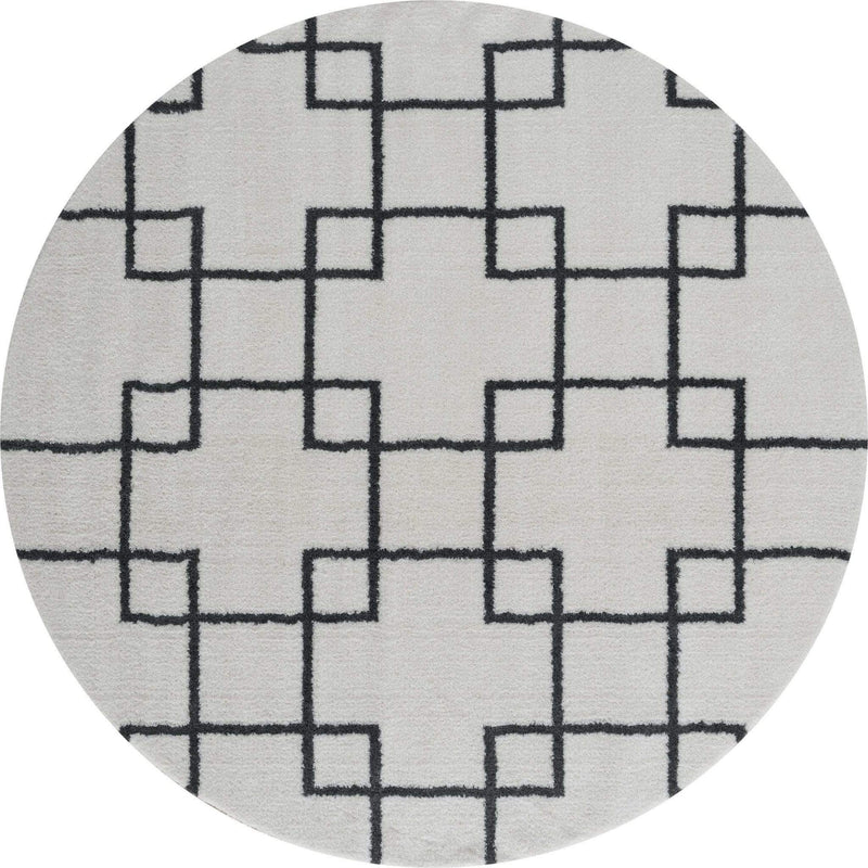 White Rug - 94" x 94" x 1.2" White Microfiber Polyester Round Rug