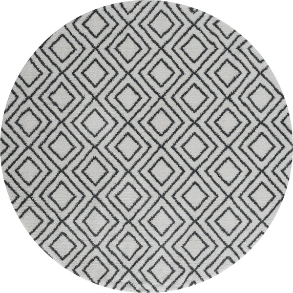 Rugs White Rug - 94" x 94" x 1.2" White Microfiber Polyester Round Rug HomeRoots