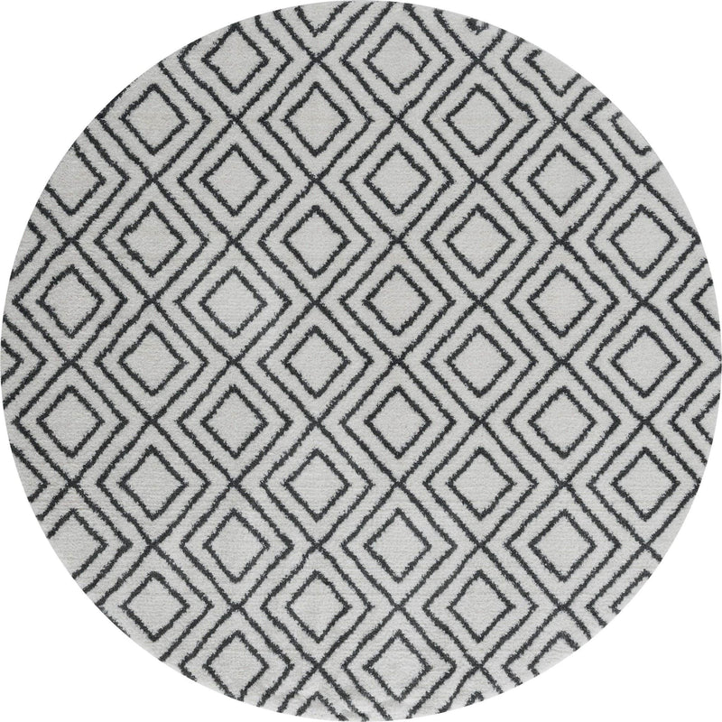 Rugs White Rug - 94" x 94" x 1.2" White Microfiber Polyester Round Rug HomeRoots