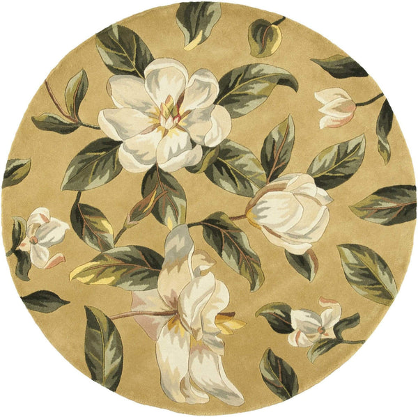 Rugs Wool Rugs 5'6" Round Wool Gold Area Rug 9740 HomeRoots