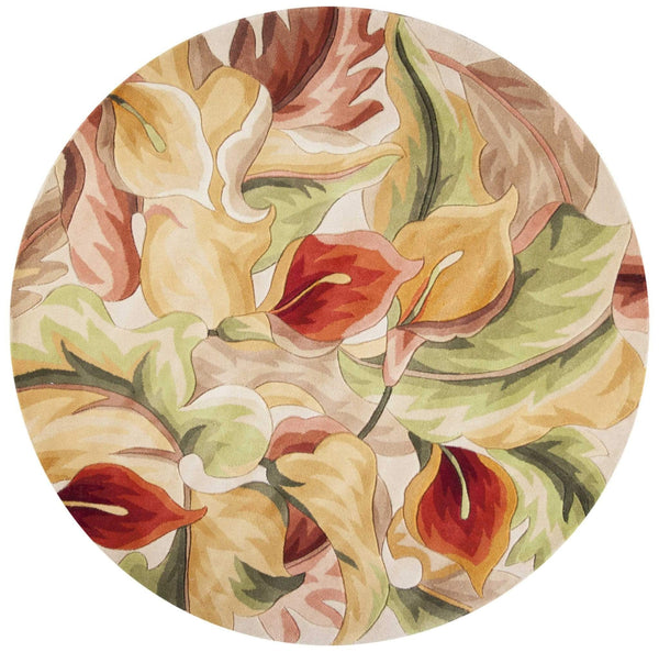 Rugs Wool Rugs 5'6" Round Wool Ivory Area Rug 9721 HomeRoots