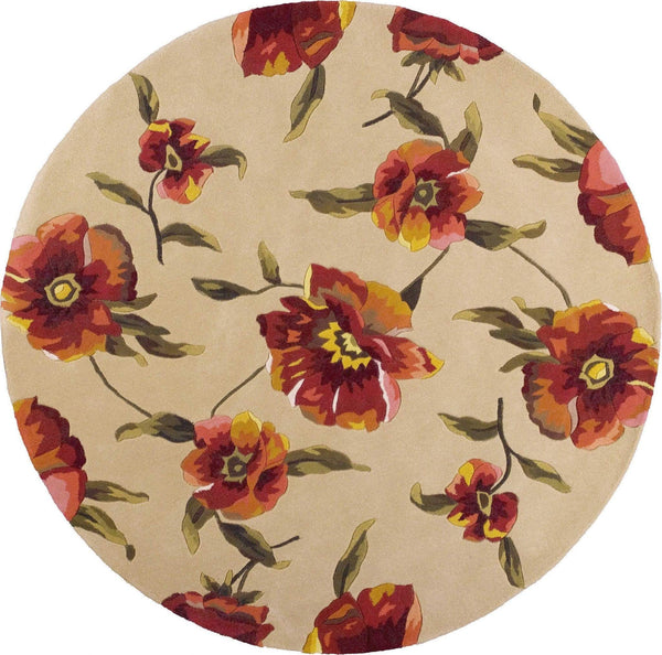 Rugs Wool Rugs 5'6" Round Wool Ivory Area Rug 9742 HomeRoots