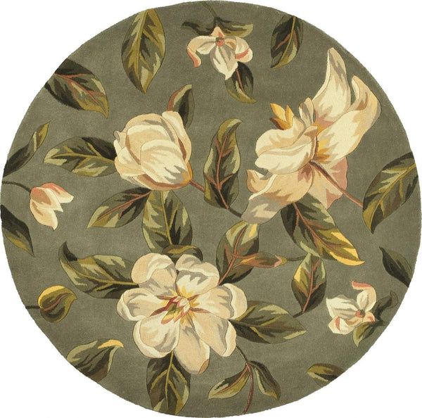 Rugs Wool Rugs 5'6" Round Wool Sage Area Rug 9743 HomeRoots