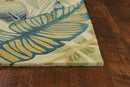 Rugs Wool Rugs - 8'6" x 11'6" Wool Ivory/Teal Area Rug HomeRoots