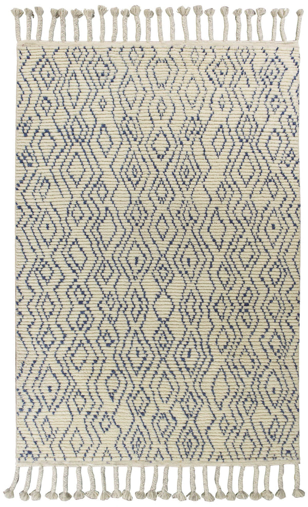 Rugs Wool Rugs For Sale 5' x 8' Wool Ivory/Blue Area Rug 162 HomeRoots