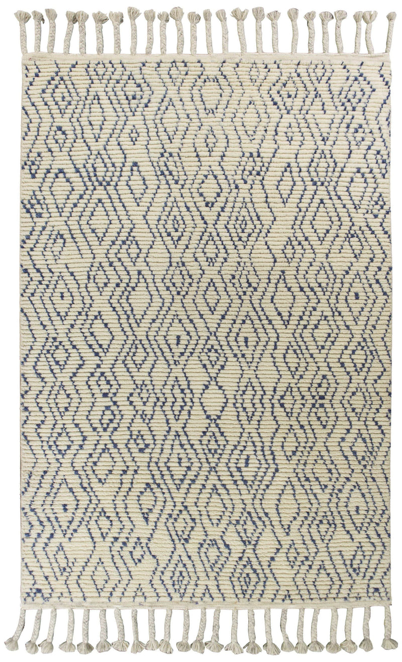 Rugs Wool Rugs For Sale 5' x 8' Wool Ivory/Blue Area Rug 162 HomeRoots