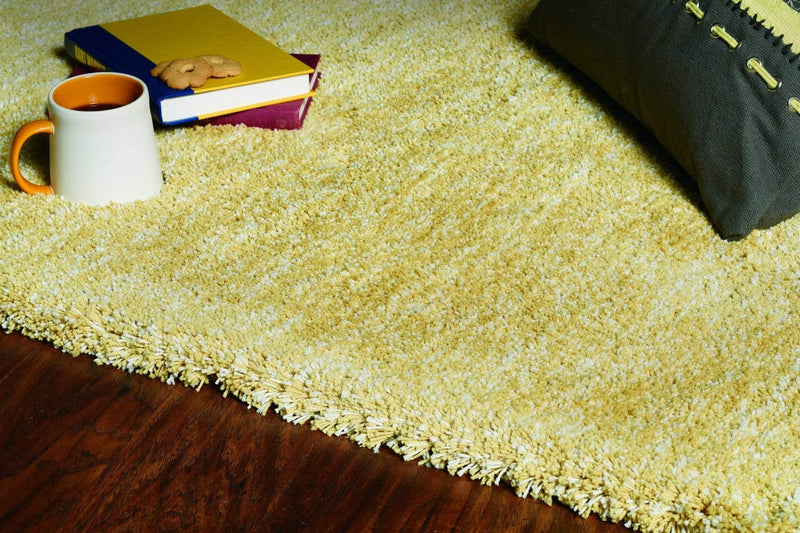 Rugs Yellow Area Rug - 9' x 13' Polyester Yellow Heather Area Rug HomeRoots