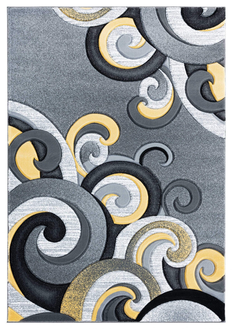 Rugs Yellow Rug - 63" x 90" x 0.53" Yellow Olefin/Polypropylene Area Rug HomeRoots