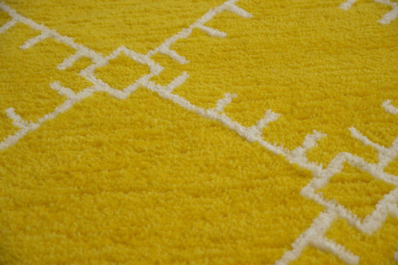 Rugs Yellow Rug - 94" x 126" x 0.79" Yellow Polyester Oversize Rug HomeRoots