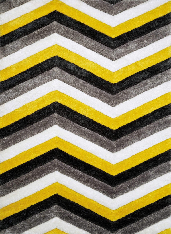 Rugs Yellow Rug - 94" x 126" x 1.2" Yellow Polyester Oversize Rug HomeRoots