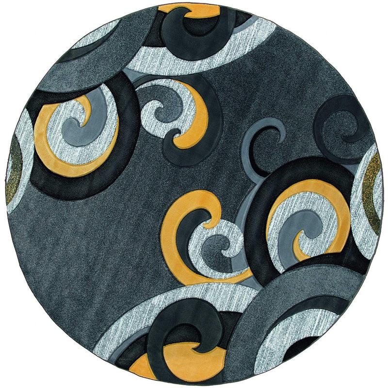 Rugs Yellow Rug - 94" x 94" x 0.53" Yellow Olefin/Polypropylene Round Rug HomeRoots