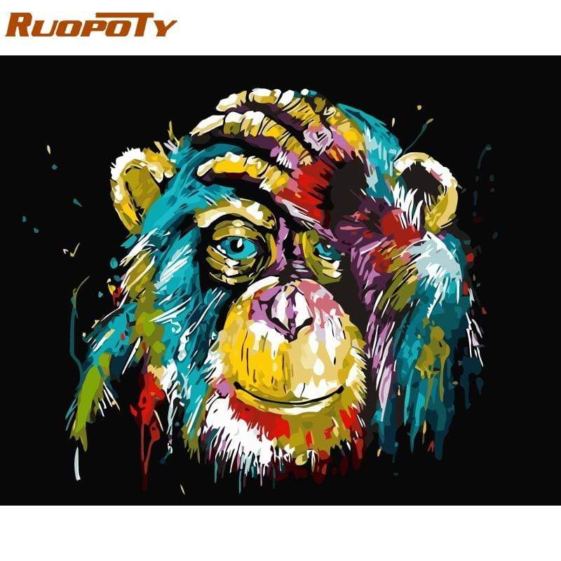 RUOPOTY Frame Orangutan Animals DIY Oil Painting By Number Calligraphy Painting Acrylic Paint On Canvas For Home Decor 40x50cm AExp