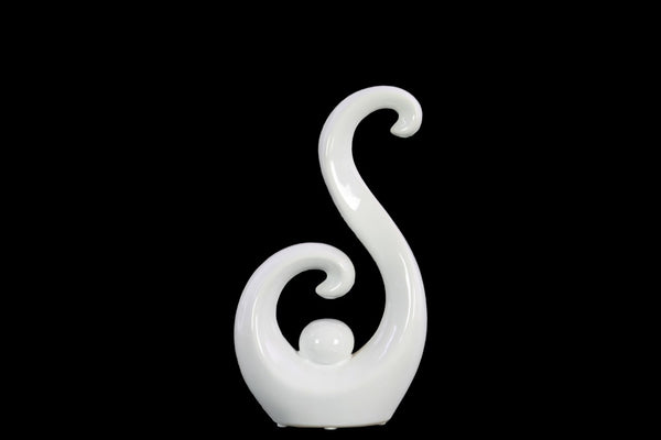 "S" Shaped Ceramic Abstract Sculpture, Small, Glossy White-Sculptures-White-Ceramic-JadeMoghul Inc.