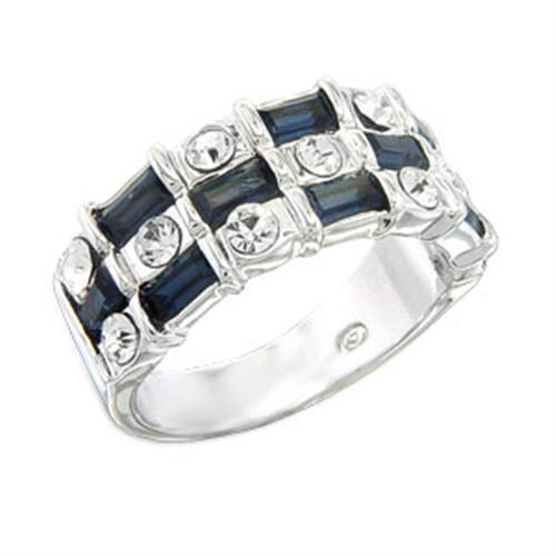 Men Sterling Silver Rings S55206 Rhodium 925 Sterling Silver Ring with Crystal