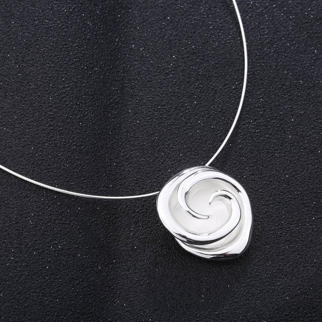 SA SILVERAGE 925 Sterling Silver Rose Choker Necklaces for Women Flower Big Pendant Necklaces 925 Silver Chokers Fine Jewelry-Choker Diameter 1mm-JadeMoghul Inc.