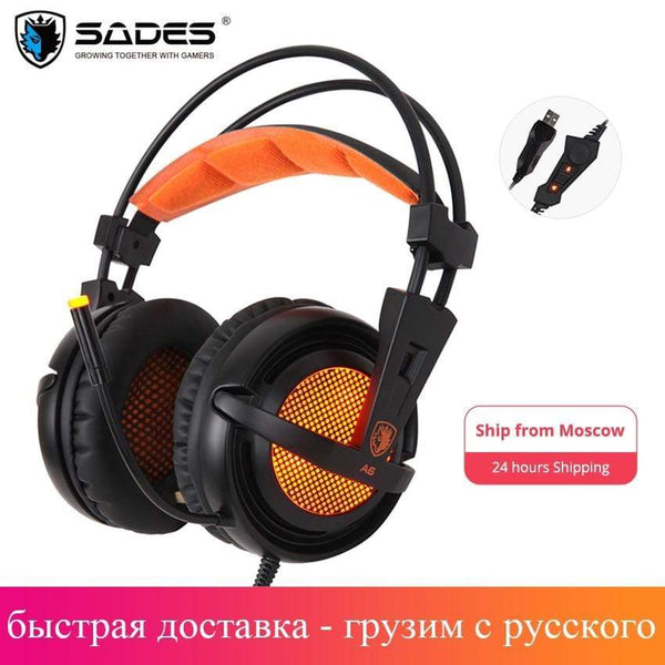 Sades A6 Gaming Headset Gamer Headphones 7.1 Surround Sound Stereo Earphones USB Microphone Breathing LED Light PC Gamer JadeMoghul Inc. 