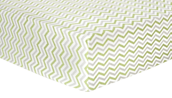 Sage and Gray Chevron Deluxe Flannel Fitted Crib Sheet-CHEV-JadeMoghul Inc.